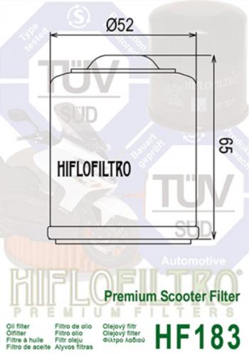 689 р. Фильтр масляный мото SCOOTER HIFLO FILTRO HIFLO FILTRO hf183  с доставкой в г. Кемерово. Увеличить фотографию 2