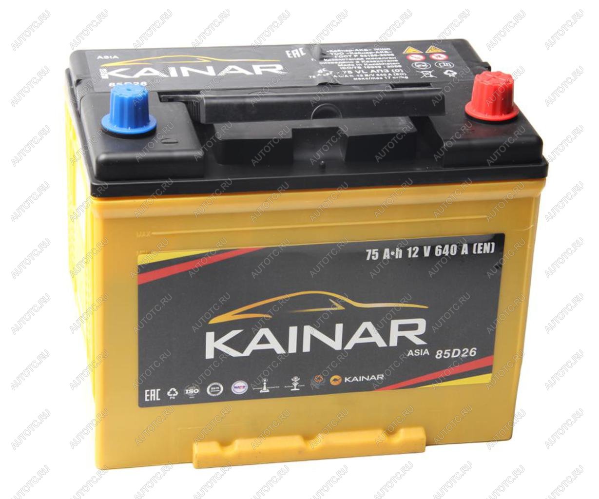 9 499 р. Аккумулятор KAINAR Asia 75Ач обратная полярность KAINAR 6ст75(0) 85d26l  с доставкой в г. Кемерово