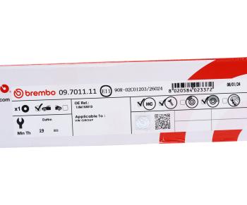 4 399 р. Диск тормозной VW Golf 4,5 AUDI A2,A3 SKODA Fabia,Octavia передний (1шт.) BREMBO BREMBO 09.7011.11  с доставкой в г. Кемерово. Увеличить фотографию 7
