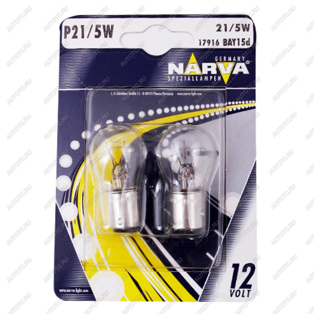 162 р. Лампа 12V P215W BAY15d блистер (2шт.) NARVA NARVA 179164000  с доставкой в г. Кемерово