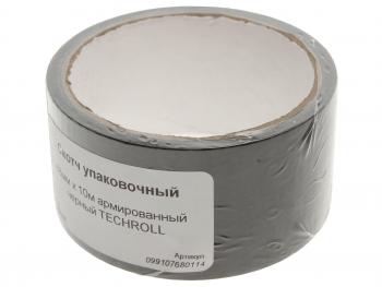 83 р. Скотч упаковочный 48ммх10м армированный черный TECHROLL TECHROLL 099107680114  с доставкой в г. Кемерово. Увеличить фотографию 1