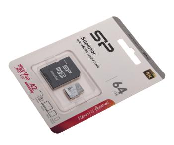 539 р. Карта памяти 64GB MicroSD class 10 + SD адаптер SILICON POWER SILICON POWER sp064gbstxda2v20sp  с доставкой в г. Кемерово. Увеличить фотографию 1