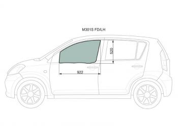 Стекло боковое опускное (Спереди Слева Цвет зеленый) Toyota Passo 04-10  Daihatsu Boon 04-10  Si XYG M301S FD/LH