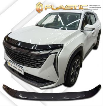 2 379 р. Дефлектор капота (рынок РФ) CA-Plastic exclusive Geely Atlas FX11 (2023-2025) (серия Classic черный, Без надписи )  с доставкой в г. Кемерово. Увеличить фотографию 2