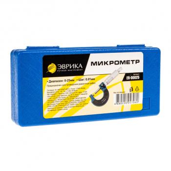 999 р. Микрометр 0-25мм 0.01мм в футляре ЭВРИКА ЭВРИКА er-00025  с доставкой в г. Кемерово. Увеличить фотографию 3