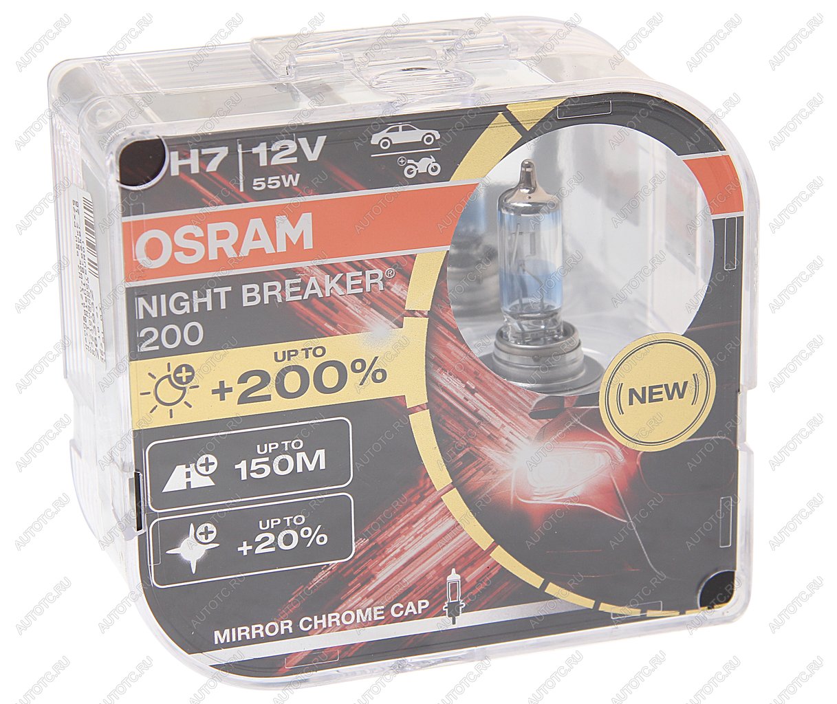 4 099 р. Лампа 12V H7 55W PX26d +200% 3700К бокс (2шт.) Night Breaker 200 OSRAM OSRAM 64210nb200-hcb  с доставкой в г. Кемерово