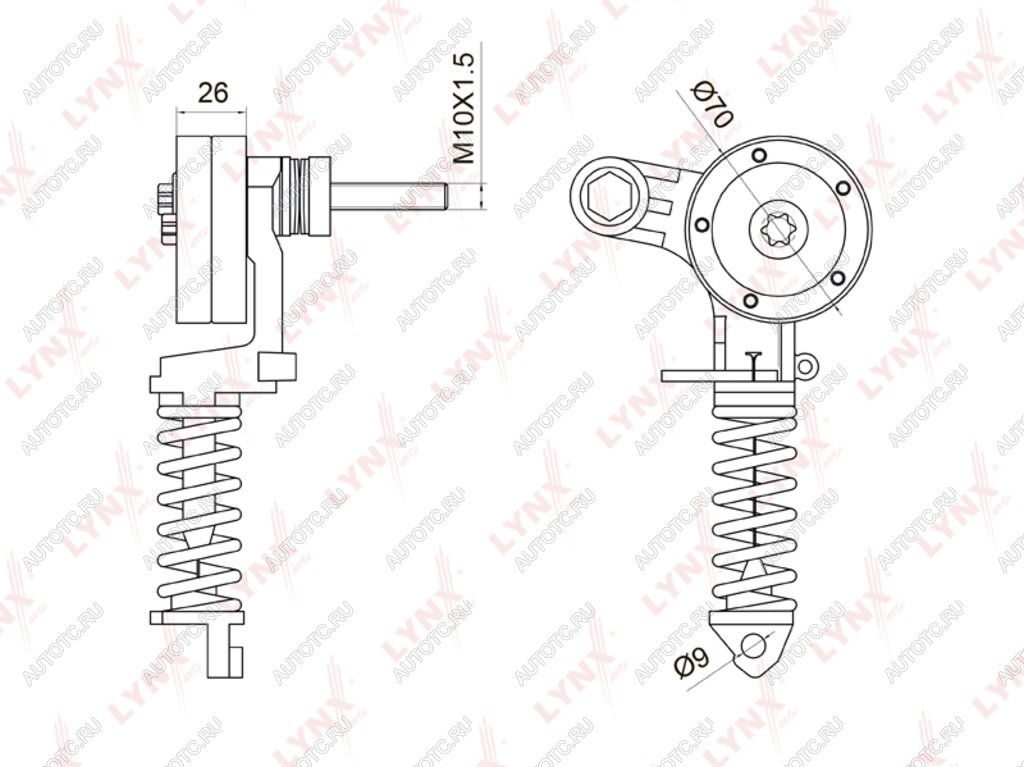 4 779 р. Натяжитель приводного ремня OPEL Astra H (05-),Corsa B (96-00),C (00-06),D (06-) с роликом LYNX LYNX pt3034  с доставкой в г. Кемерово