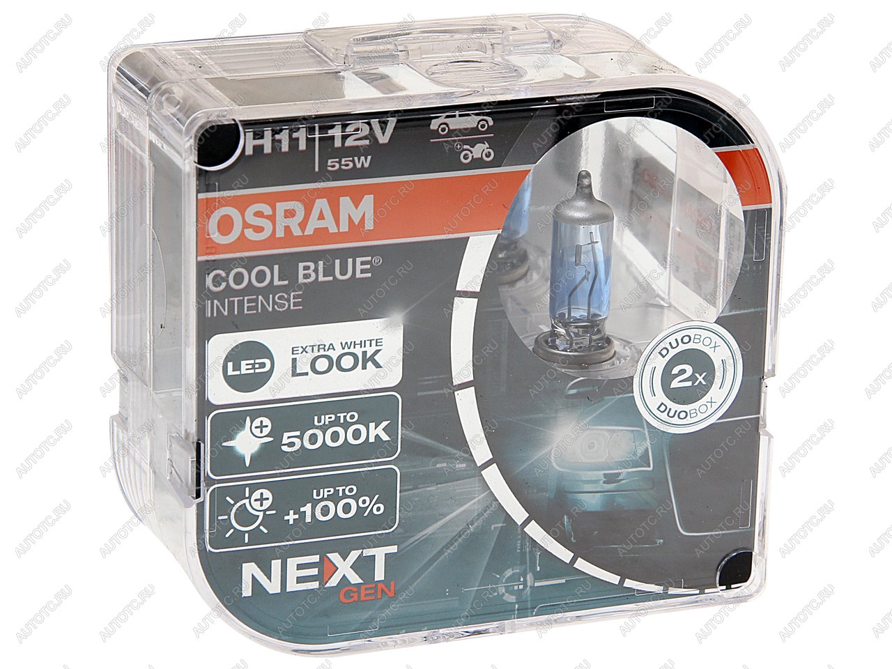 3 699 р. Лампа 12V H11 55W PGJ19-2 +100% 5000K евробокс (2шт.) Cool Blue Intense NextGen OSRAM OSRAM 64211cbn-hcb  с доставкой в г. Кемерово