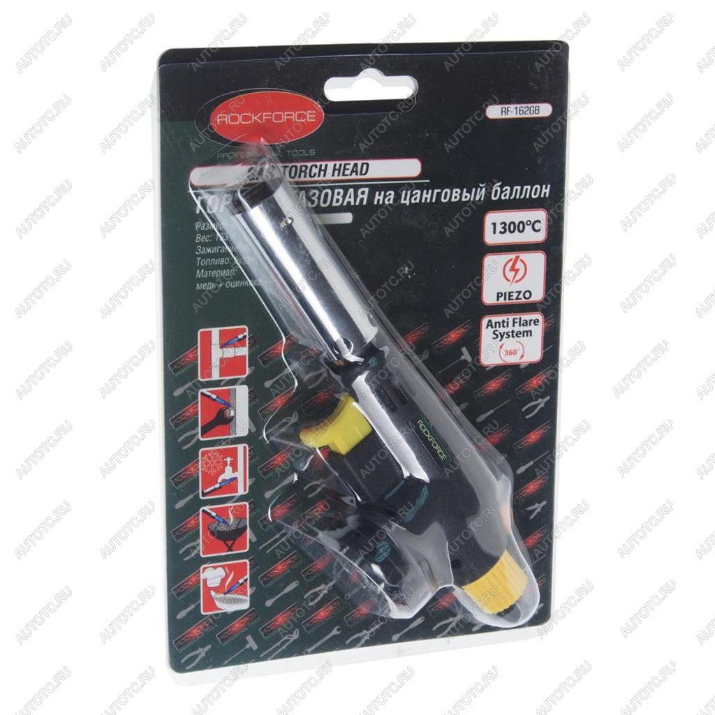 849 р. Горелка газовая под цанговый баллон с пьезоподжигом ROCKFORCE ROCKFORCE rf-162gb ROCKFORCE rf-162gb  с доставкой в г. Кемерово