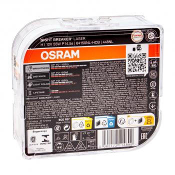 2 279 р. Лампа 12V H1 55W P14.5s +150% 3500K бокс (2шт.) Night Breaker Laser OSRAM OSRAM 64150nl-hcb  с доставкой в г. Кемерово. Увеличить фотографию 2