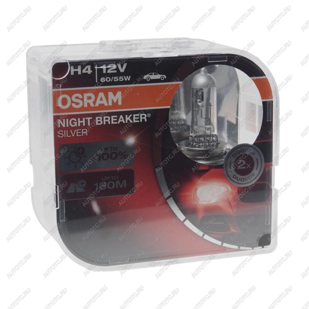 1 649 р. Лампа 12V H4 6055W P43t +100% бокс (2шт.) Night Breaker Silver OSRAM OSRAM 64193nbs-hcb  с доставкой в г. Кемерово