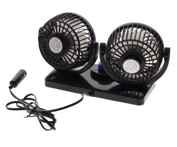 999 р. Вентилятор в салон 12V двойной на платформе черный BRAIN POWER BRAIN POWER rg-1688  с доставкой в г. Кемерово. Увеличить фотографию 2