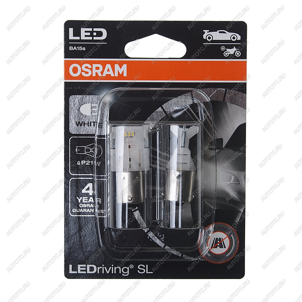 1 899 р. Лампа светодиодная 12V P21W BA15s 6000K блистер (2шт.) LEDriving SL OSRAM OSRAM 7506dwp-02b  с доставкой в г. Кемерово
