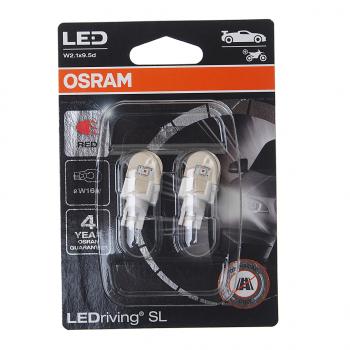 2 269 р. Лампа светодиодная 12V W16W W2.1x9.5d блистер (2шт.) LEDriving SL Red OSRAM OSRAM 921drp-02b  с доставкой в г. Кемерово. Увеличить фотографию 1