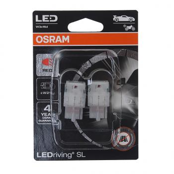 1 499 р. Лампа светодиодная 12V W21W W3x16d блистер (2шт.) LEDriving SL Red OSRAM OSRAM 7505drp-02b  с доставкой в г. Кемерово. Увеличить фотографию 1