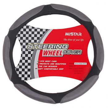 419 р. Оплетка руля (M) 37-39см серая кожа MISTAR MISTAR mis-2013lt02a gy (m)  с доставкой в г. Кемерово. Увеличить фотографию 1