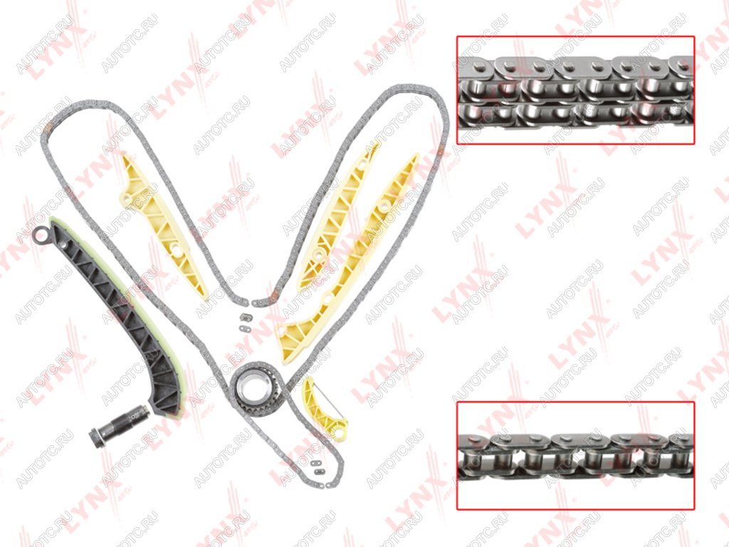 23 799 р. Комплект цепи ГРМ MERCEDES C (W203) (2 цепи+башмак натяж+3 успокоит+2 натяж+1 звезда) LYNX LYNX tk0123  с доставкой в г. Кемерово