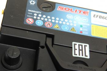 15 399 р. Аккумулятор SOLITE EFB 60Ач обратная полярность SOLITE 6ст60(0)  с доставкой в г. Кемерово. Увеличить фотографию 2