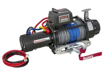Лебёдка автомобильная электрическая 12V Runva 12000 lbs 5443 кг влагозащищённая, комбинированный роспуск, синтетический трос  ewb12000ssrmac