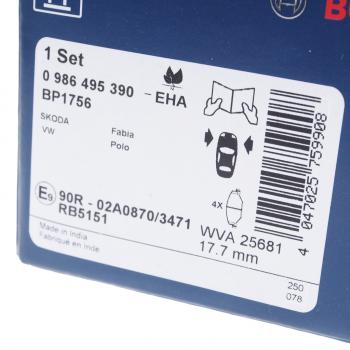 4 369 р. Колодки тормозные задние 4шт. BOSCH Volkswagen Polo Mk5 хэтчбэк 3 дв. (2010-2015)  с доставкой в г. Кемерово. Увеличить фотографию 3