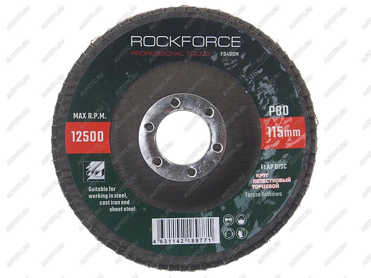152 р. Круг лепестковый торцевой 115х22мм P80 ROCKFORCE ROCKFORCE rf-fd480m  с доставкой в г. Кемерово