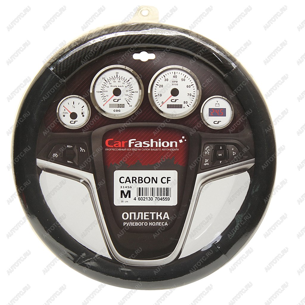 499 р. Оплетка руля (М) 37-39см черная экокожа Carbon cf CARFASHION CARFASHION 31456  с доставкой в г. Кемерово