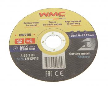26 р. Круг отрезной по металлу 125х1.0х22.2мм WMC TOOLS WMC TOOLS wmc-cw705  с доставкой в г. Кемерово. Увеличить фотографию 1