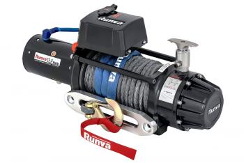 Лебёдка автомобильная электрическая 12V Runva 12500 lbs 5670 кг (влагозащищенная), комбинированный роспуск, синтетический трос  ewb12500ssrmac
