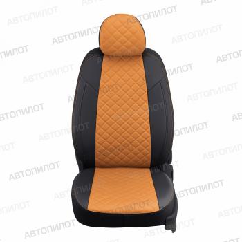 14 249 р.  Чехлы на сиденья Ромб(40/60 экокожа) Автопилот  Geely Emgrand  SS11 (2021-2025) (черный/оранжевый)  с доставкой в г. Кемерово. Увеличить фотографию 2