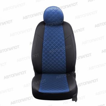14 449 р. Чехлы на сиденья Алькантара ромб (раздел. 40/60 экокожа) Автопилот Jetta VS5 дорестайлинг (2019-2024) (черный/синий)  с доставкой в г. Кемерово. Увеличить фотографию 2