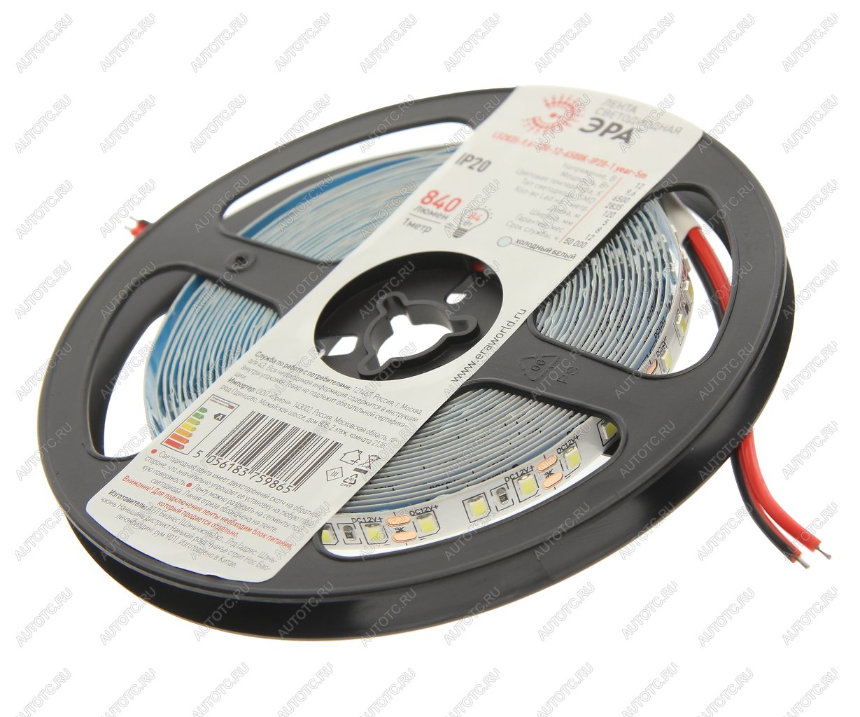 559 р. Лента светодиодная гибкая 9.6W 5м IP20 12V холодный белый ЭРА ЭРА ls2835 -9,6-120-12-6500k-ip20  с доставкой в г. Кемерово