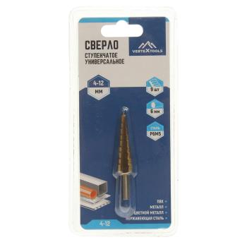 295 р. Сверло ступенчатое 4.0-12.0мм 9 ступеней VERTEXTOOLS VERTEXTOOLS 4-12  с доставкой в г. Кемерово. Увеличить фотографию 1