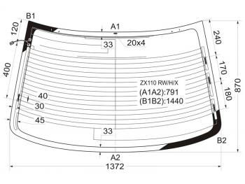 Стекло заднее (Цвет зеленый Обогрев Антенна) Toyota Mark II (X110) 00-04 XYG ZX110 RW/H/X