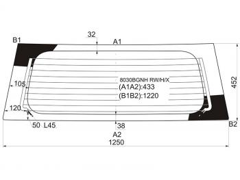 Стекло заднее (Цвет зеленый Обогрев) Chevrolet Cruze 01-08  Subaru Justy 03-07  Suzuki Ignis 04-0 XYG 8030BGNH RW/H/X