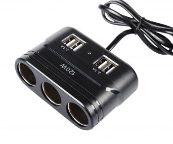 839 р. Разветвитель прикуривателя 3-х гнездовой 12-24V 2USB OLESSON OLESSON no.1680  с доставкой в г. Кемерово. Увеличить фотографию 3