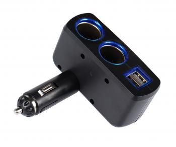 399 р. Разветвитель прикуривателя 2-х гнездовой 12-24V 2USB OLESSON OLESSON no.1637  с доставкой в г. Кемерово. Увеличить фотографию 3