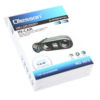 669 р. Разветвитель прикуривателя 2-х гнездовой 12-24V 2USB OLESSON OLESSON no.1675  с доставкой в г. Кемерово. Увеличить фотографию 4