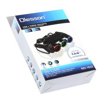 859 р. Разветвитель прикуривателя 3-х гнездовой 12-24V 1USB OLESSON OLESSON no.1633  с доставкой в г. Кемерово. Увеличить фотографию 3