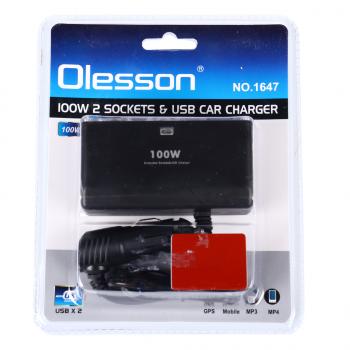 299 р. Разветвитель прикуривателя 2-х гнездовой 12-24V 2USB OLESSON OLESSON no.1647  с доставкой в г. Кемерово. Увеличить фотографию 1