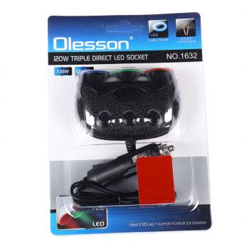 349 р. Разветвитель прикуривателя 3-х гнездовой 12-24V OLESSON OLESSON no.1632  с доставкой в г. Кемерово. Увеличить фотографию 3