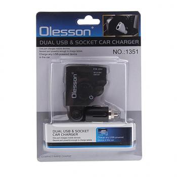 459 р. Разветвитель прикуривателя 1-но гнездовой 12-24V 2USB OLESSON OLESSON no.1351  с доставкой в г. Кемерово. Увеличить фотографию 1