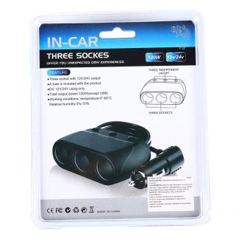 369 р. Разветвитель прикуривателя 3-х гнездовой 12-24V IN-CAR IN-CAR no.1519  с доставкой в г. Кемерово. Увеличить фотографию 2