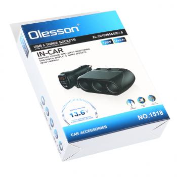 879 р. Разветвитель прикуривателя 3-х гнездовой 12-24V 1USB OLESSON OLESSON no.1518  с доставкой в г. Кемерово. Увеличить фотографию 3