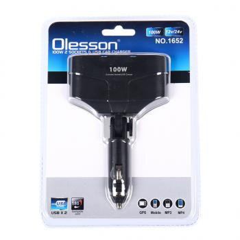 299 р. Разветвитель прикуривателя 2-х гнездовой 12-24V 2USB OLESSON OLESSON no.1652  с доставкой в г. Кемерово. Увеличить фотографию 1