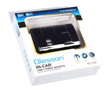 399 р. Разветвитель прикуривателя 3-х гнездовой 12-24V 2USB OLESSON OLESSON no.1506  с доставкой в г. Кемерово. Увеличить фотографию 3