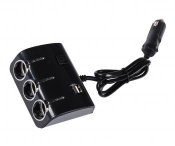 399 р. Разветвитель прикуривателя 3-х гнездовой 12-24V 2USB OLESSON OLESSON no.1506  с доставкой в г. Кемерово. Увеличить фотографию 1