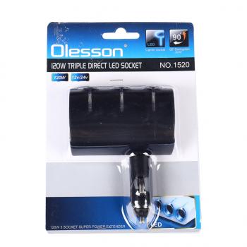 242 р. Разветвитель прикуривателя 3-х гнездовой 12-24V OLESSON OLESSON no.1520  с доставкой в г. Кемерово. Увеличить фотографию 4