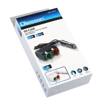 270 р. Разветвитель прикуривателя 2-х гнездовой 12-24V 2USB OLESSON OLESSON no.1631  с доставкой в г. Кемерово. Увеличить фотографию 3