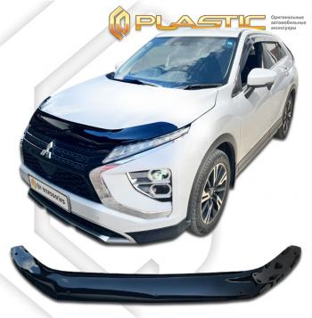 3 199 р. Дефлектор капота CA-Plastic Mitsubishi Eclipse Cross GK рестайлинг (2021-2022) (серия Classic черный)  с доставкой в г. Кемерово. Увеличить фотографию 2