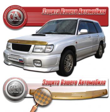 2 159 р. Дефлектор капота CA-Plastiс  Subaru Forester  SF (1997-2000) дорестайлинг (серия Шелкография медь)  с доставкой в г. Кемерово. Увеличить фотографию 2